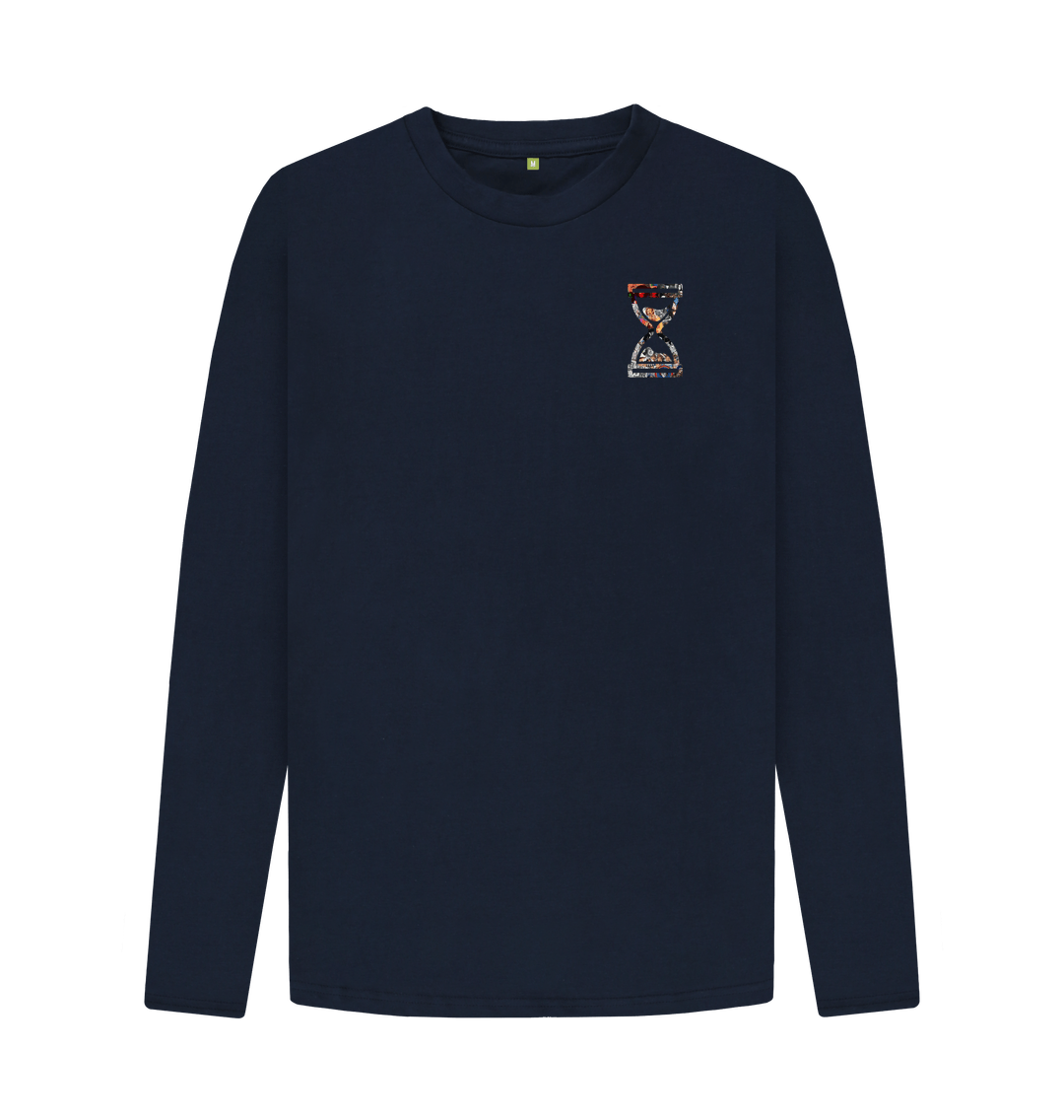 Navy Blue Printed Long Sleeve T Shirt Front