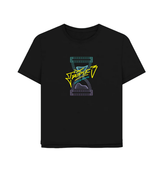 Black Triple 3 Wireframe Fade Relaxed Fit T-Shirt