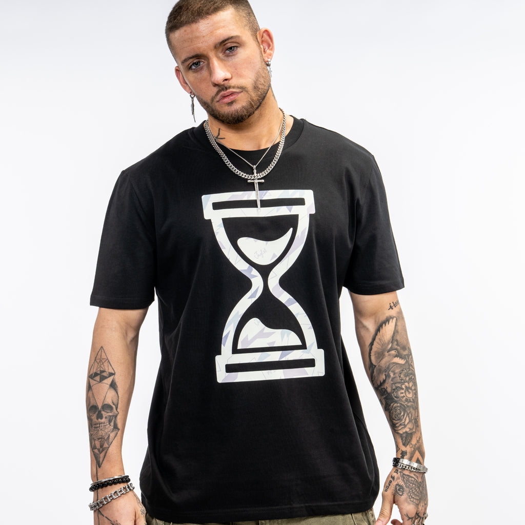 Cream Camo on a black skate t shirt