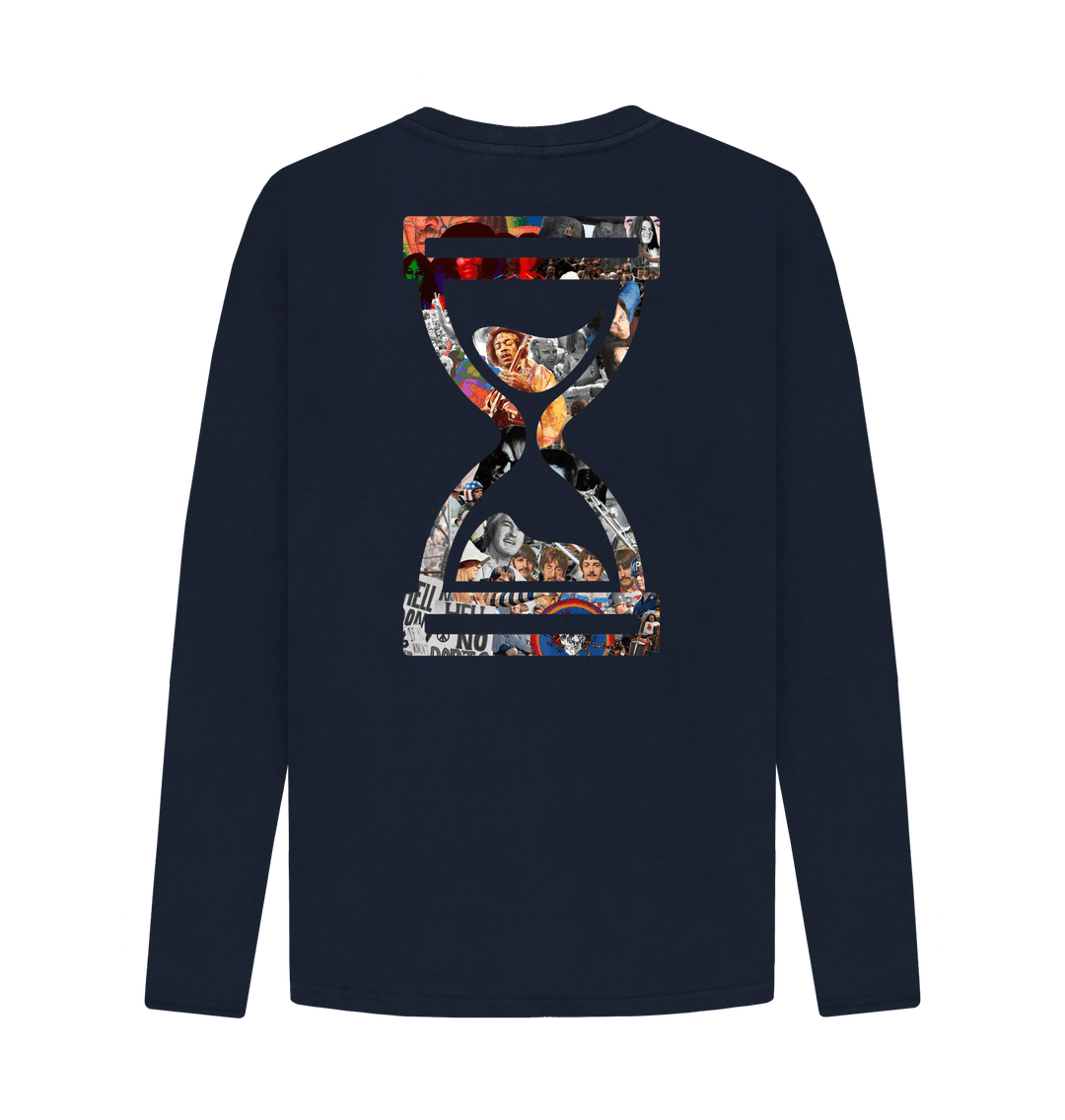 Navy Blue Printed Long Sleeve T Shirt Back