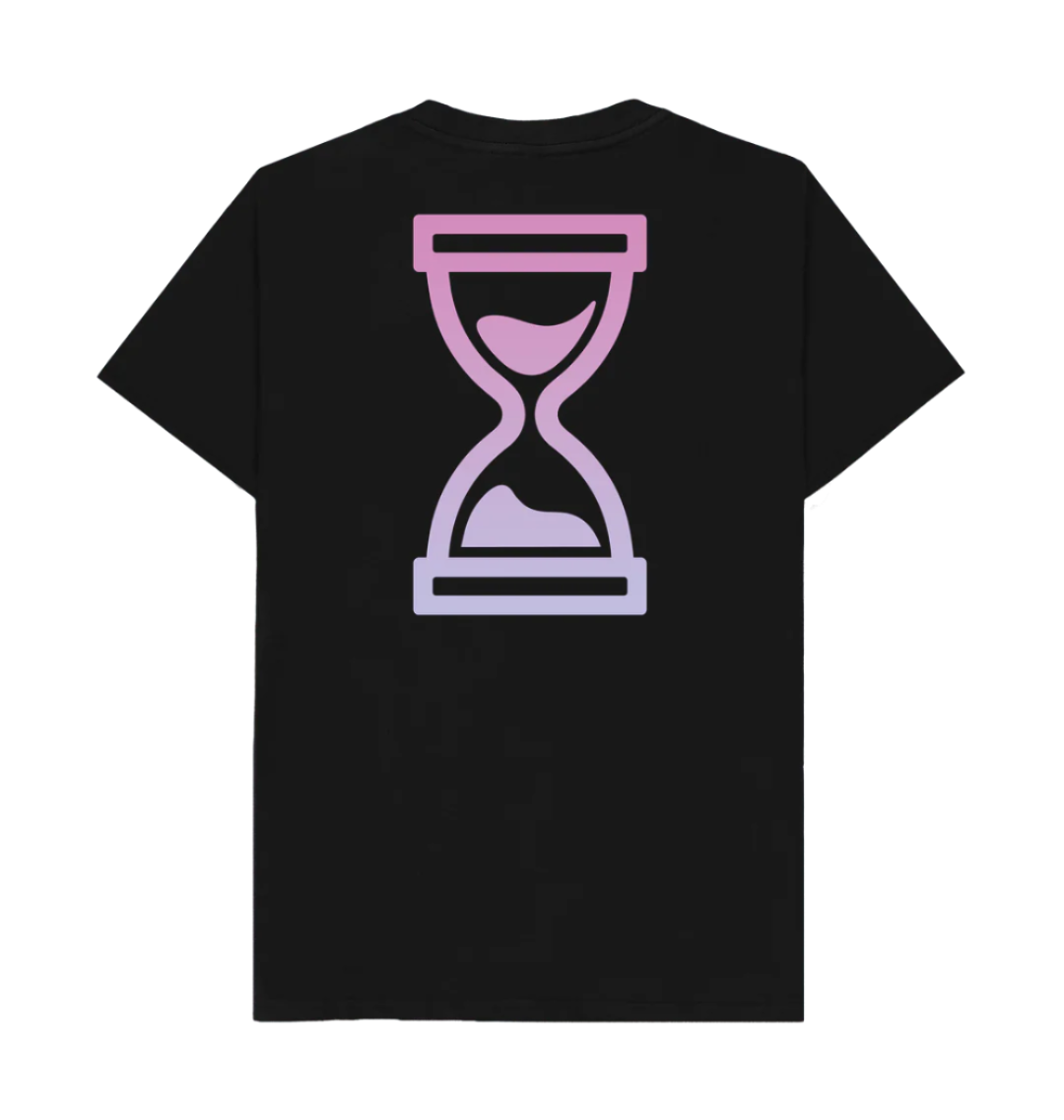 large back print on black organic triple 3 tee