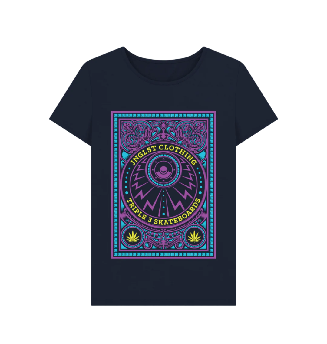 Navy Skate Life Women's T Shirt Crew Neck