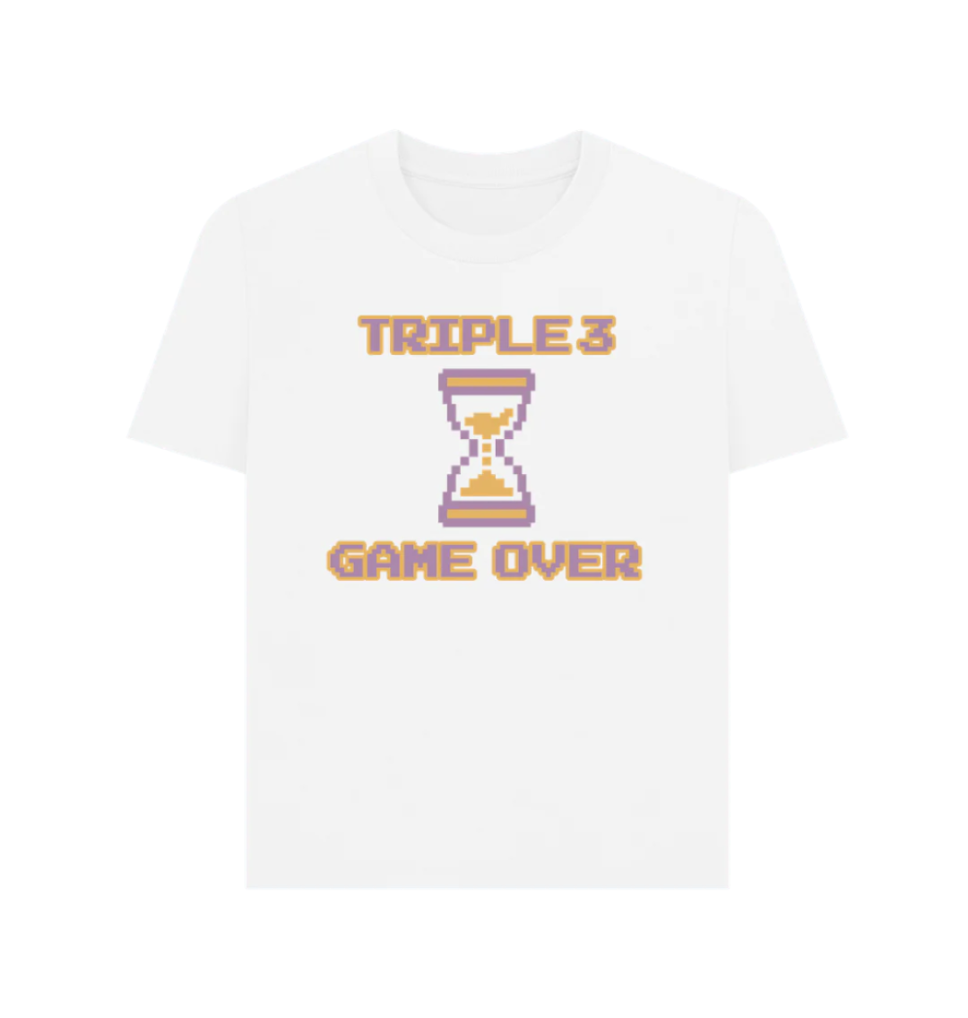 white organic game over women's skate t shirt
