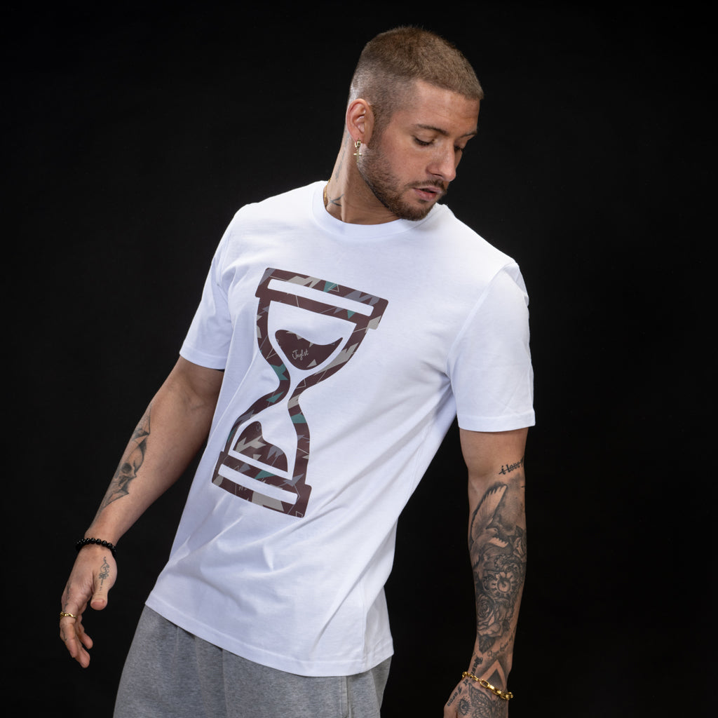 White Junglist collab with brown camo pattern