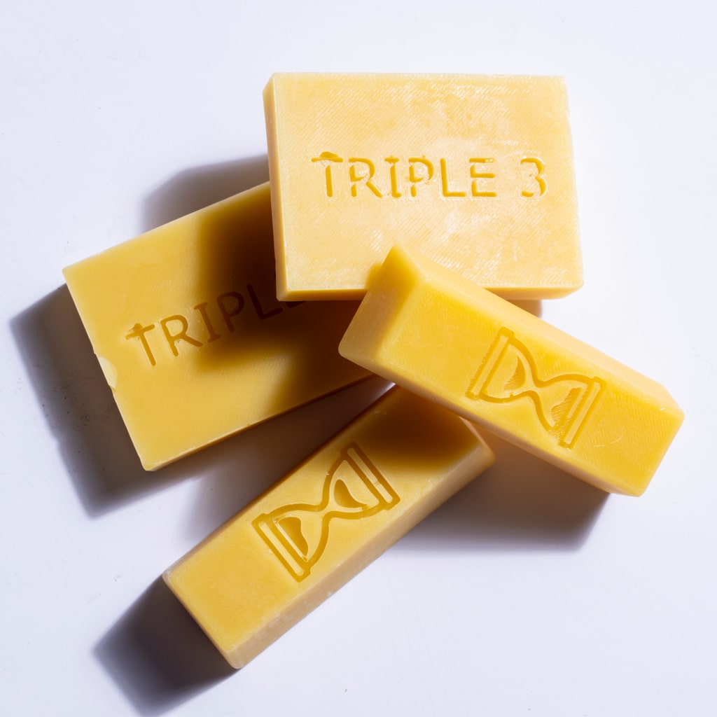 Triple 3 Organic Skateboard Wax made in England from Beeswax