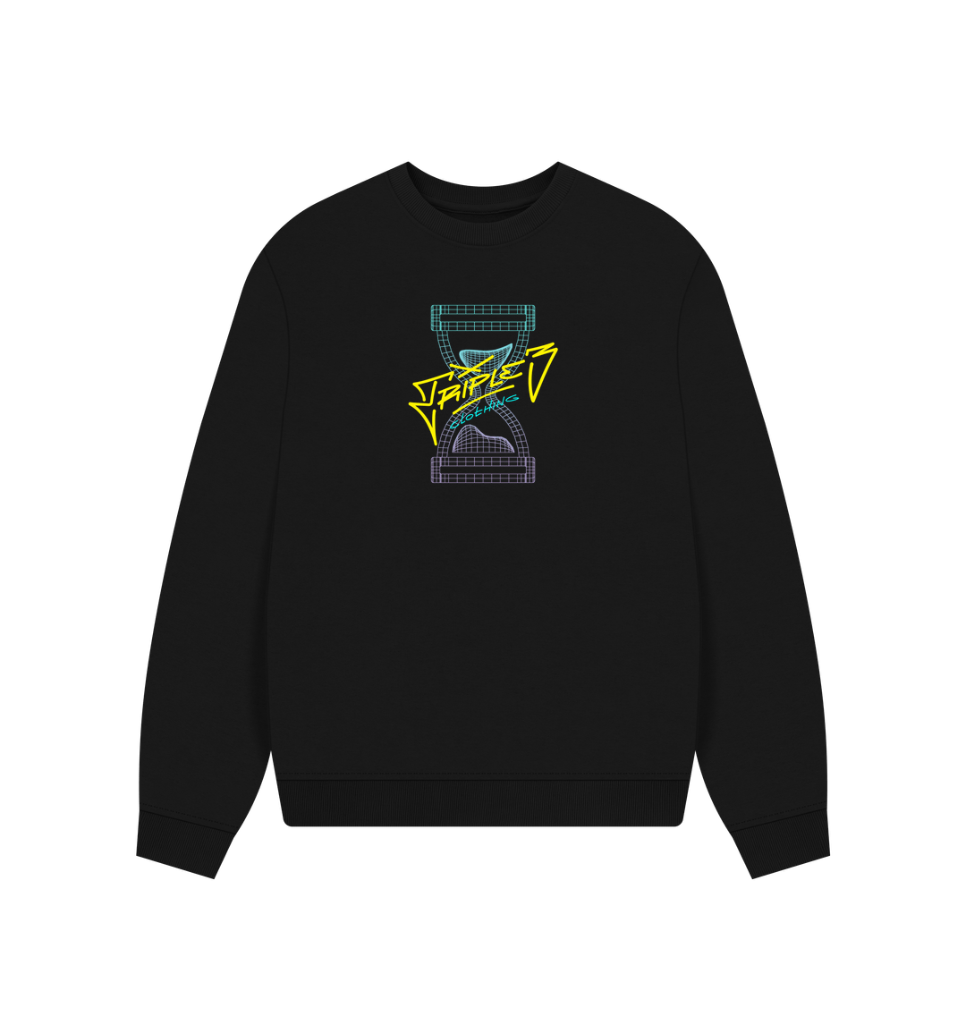Black Printed Sweater Front
