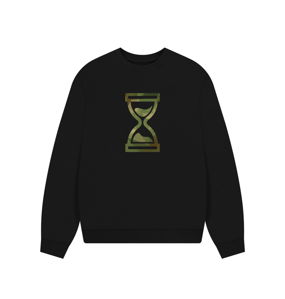 Black Printed Sweater Front