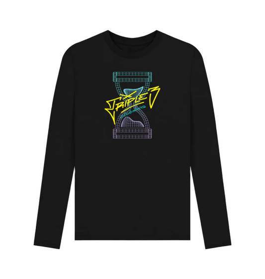 Black Triple 3 Wireframe Fader Long Sleeve T-Shirt