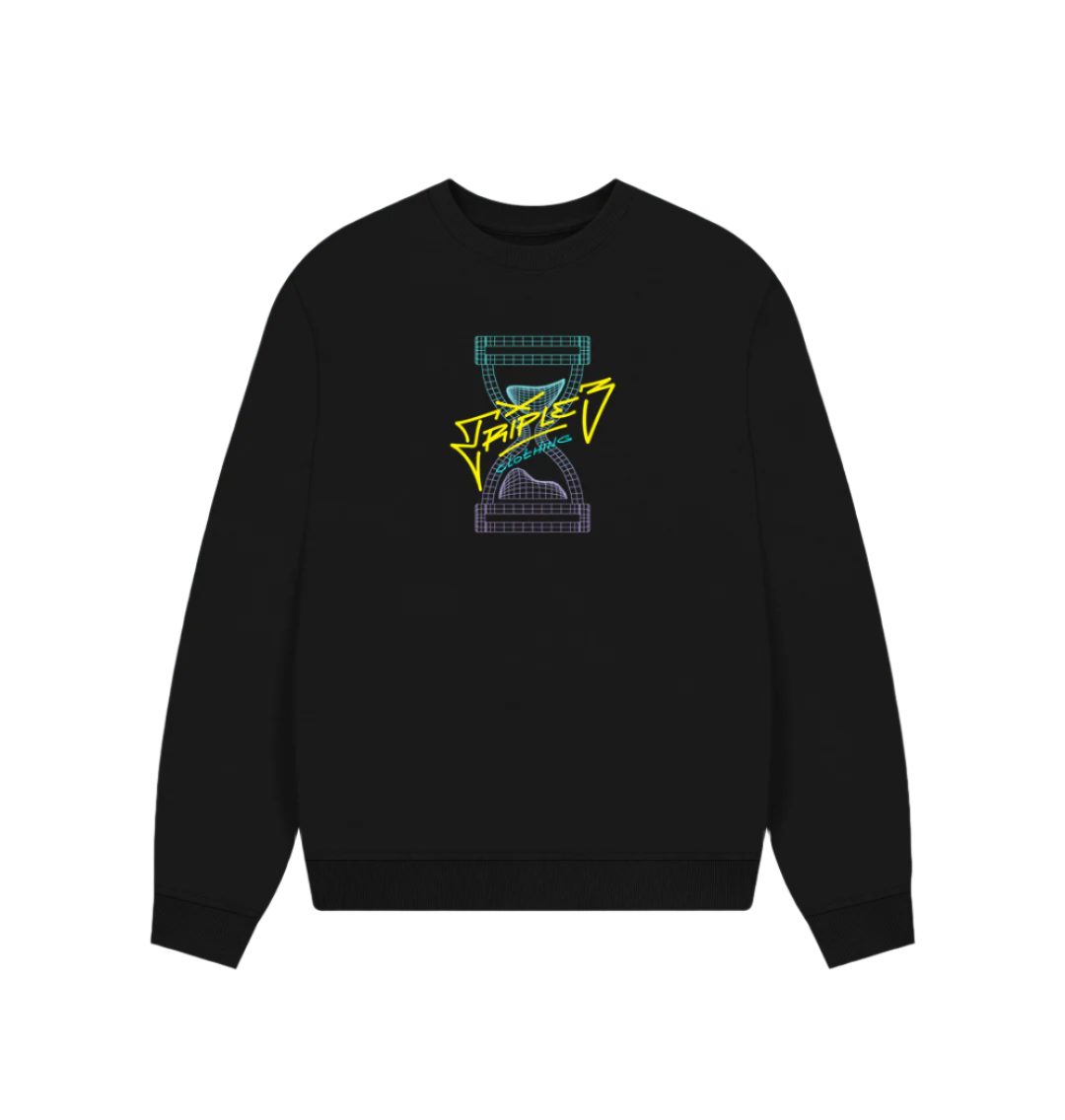 Black Wireframe Fade Oversized Sweatshirt