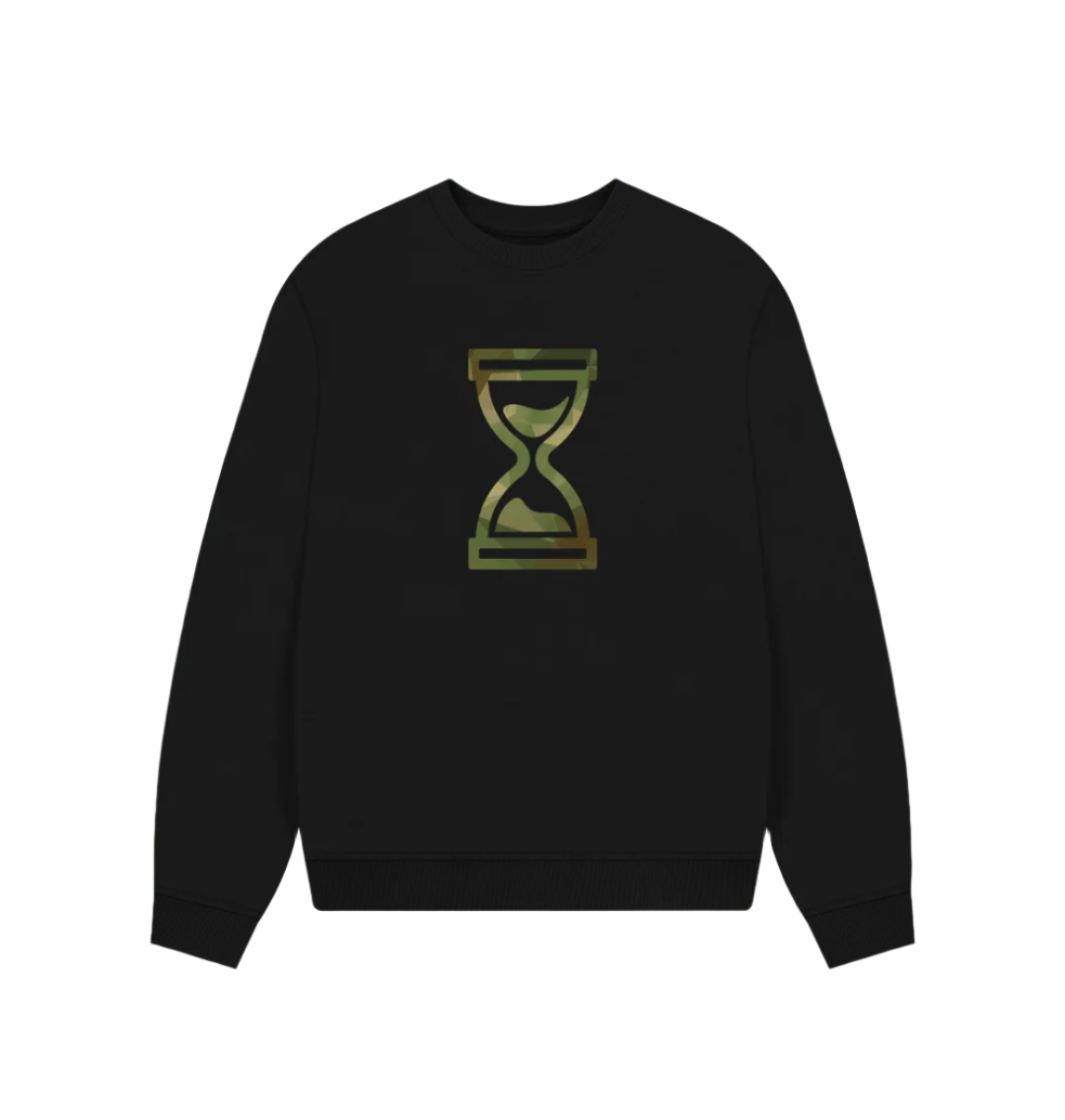 Black Camo Time Oversized Jumper
