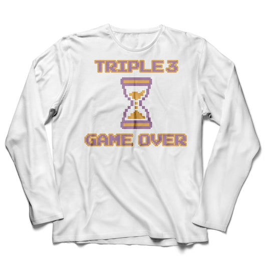 White Retro Game Over Long Sleeve Skate T Shirt