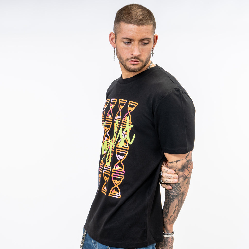 Black Skate T Shirt with Camo Detail