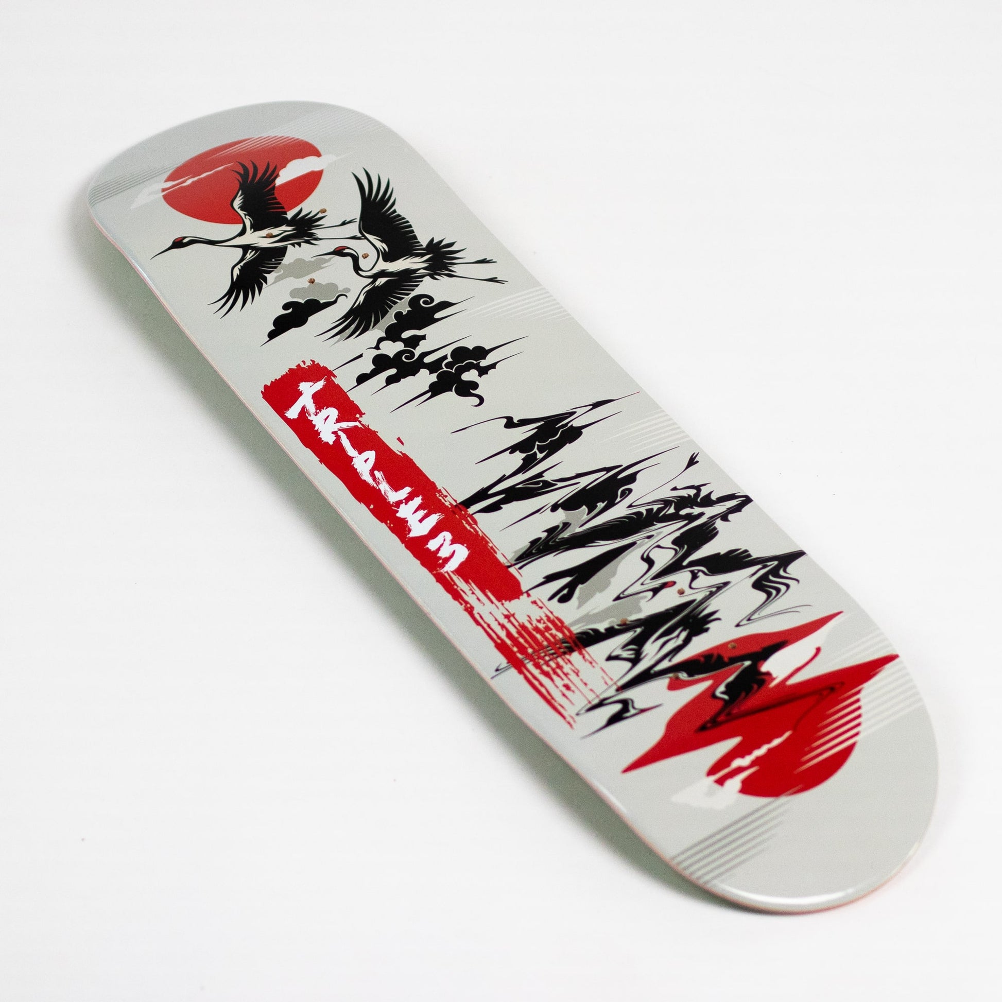 Triple 3 Skateboard Japanese art skate deck on a white background