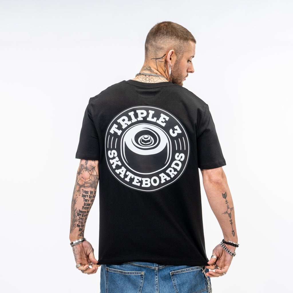 Triple 3 Skateboards large back print t shirt