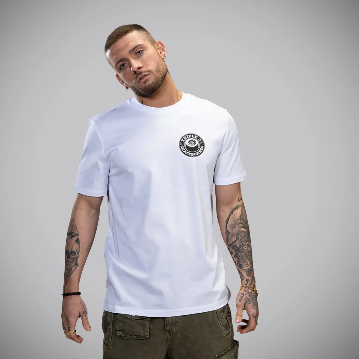 Triple 3 Wheel Double Drop White T-Shirt