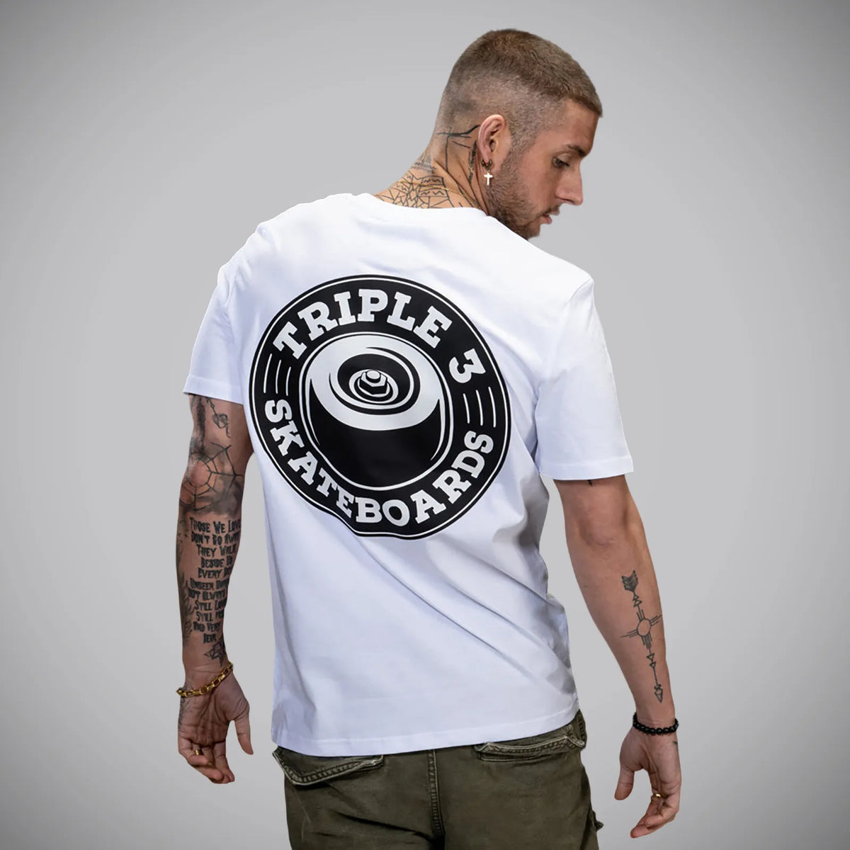 Triple 3 Wheel Double Drop White T-Shirt